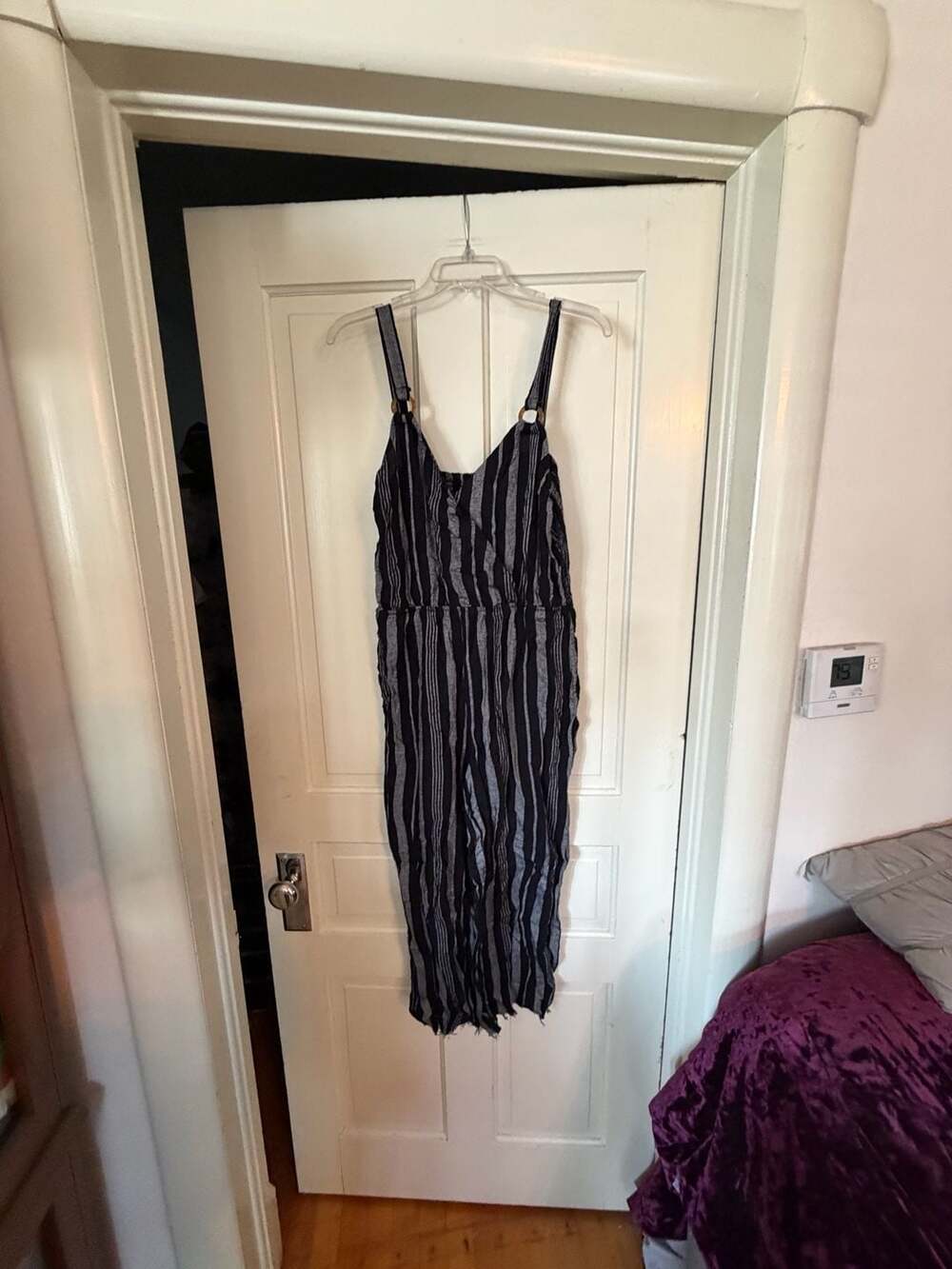 Urban Republic Black Striped Sleeveless Jumpsuit Size L